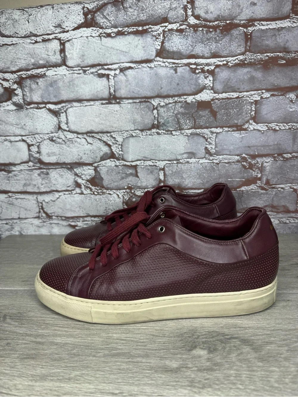Paul Smith Basso Bordo Burgundy Embossed Leather Low Top Sneakers men sz 41EU/8M